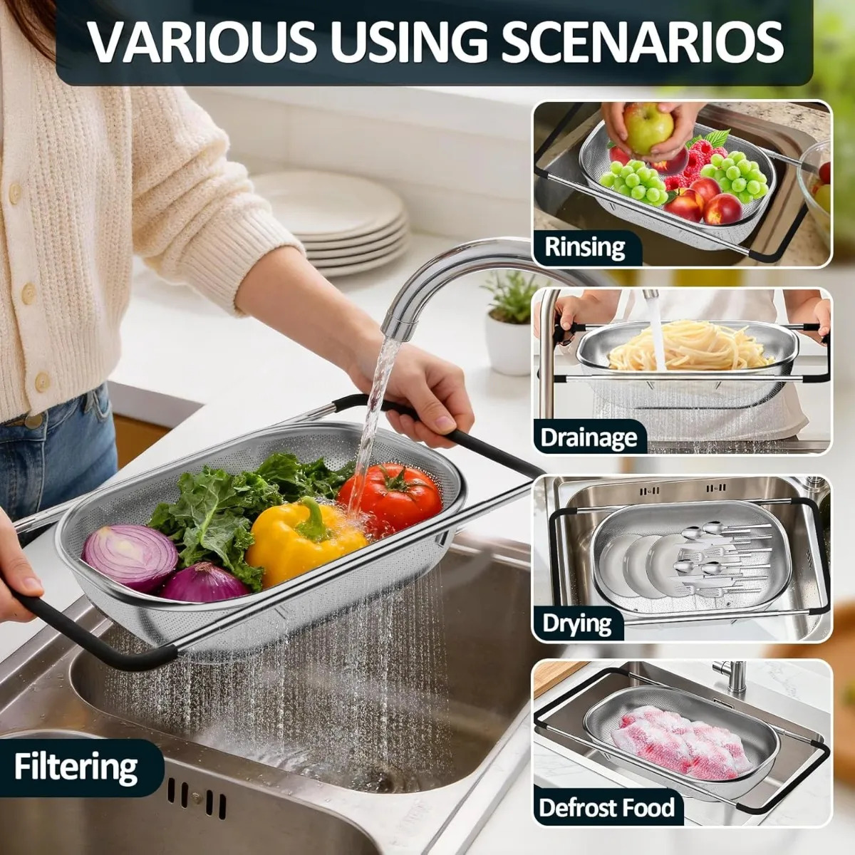 Colador de fregadero, cesta co - Sink Drain Strainer reseña y precio